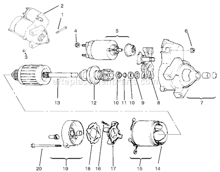 Starting System Diagram and Parts List for 72108 220000001-220999999 - 2002 Toro Lawn Tractor