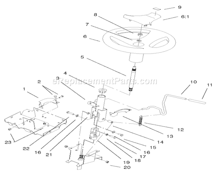 Steering Wheel And Tilt Assembly Diagram and Parts List for 72108 220000001-220999999 - 2002 Toro Lawn Tractor