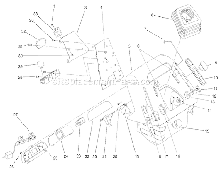 Dash Assembly Diagram and Parts List for 72108 220000001-220999999 - 2002 Toro Lawn Tractor