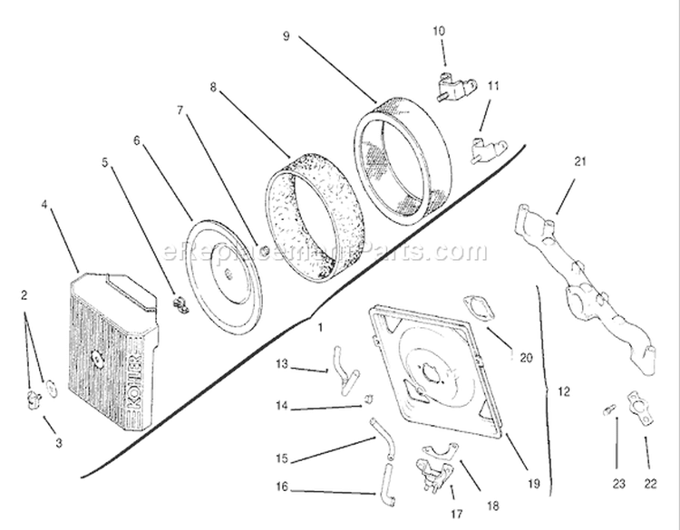 Air Intake/Filtration Assembly Diagram and Parts List for 72116 230000001-230999999 - 2003 Toro Lawn Tractor