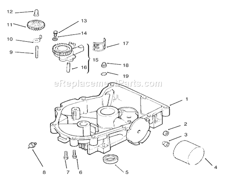 Oil Pan/Lubrication Diagram and Parts List for 72116 230000001-230999999 - 2003 Toro Lawn Tractor
