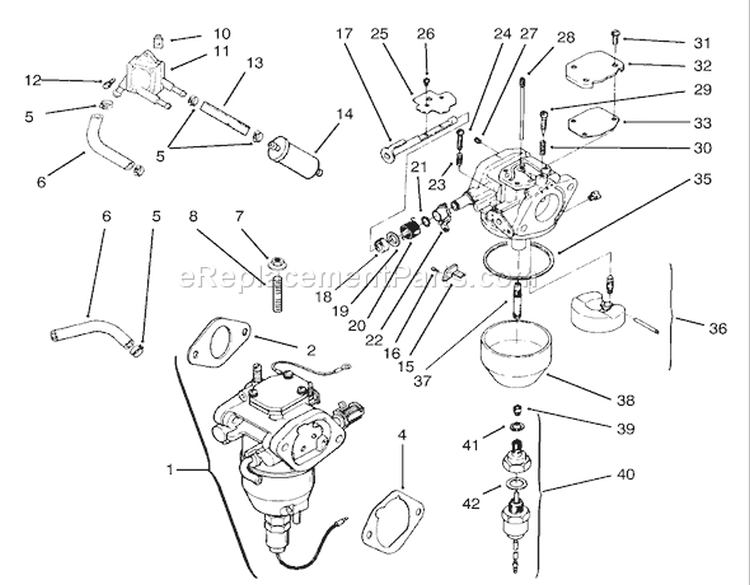 Fuel System Diagram and Parts List for 72116 230000001-230999999 - 2003 Toro Lawn Tractor