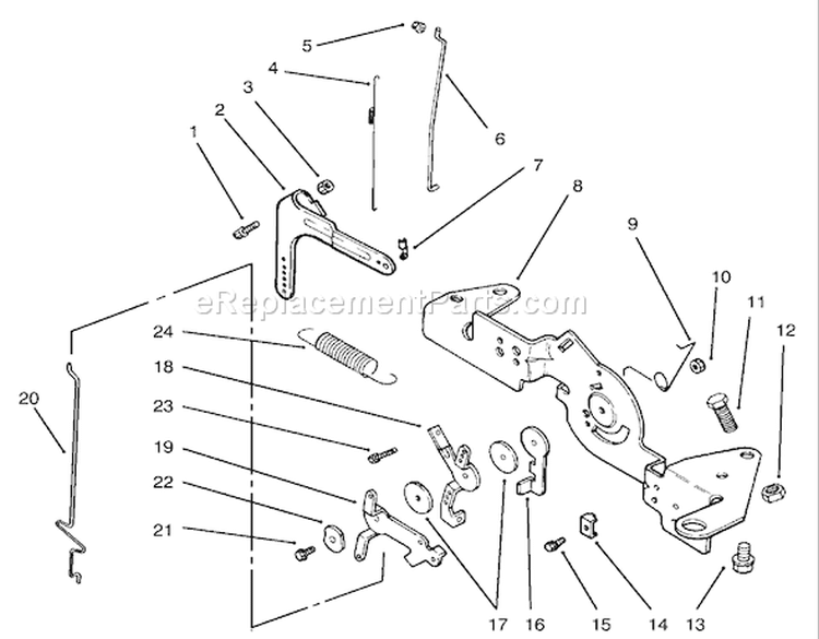 Engine Control Diagram and Parts List for 72116 230000001-230999999 - 2003 Toro Lawn Tractor