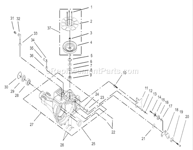 Housing and Fan Assembly Diagram and Parts List for 72116 230000001-230999999 - 2003 Toro Lawn Tractor