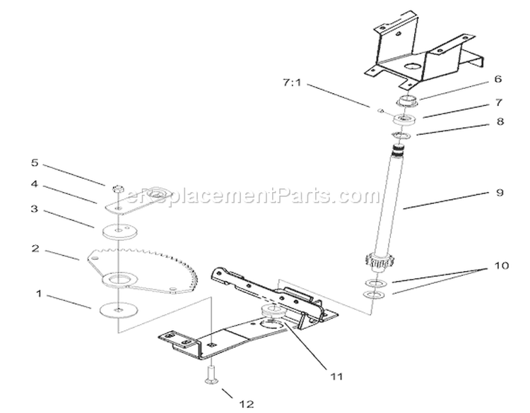 Lower Steering Assembly Diagram and Parts List for 72116 230000001-230999999 - 2003 Toro Lawn Tractor