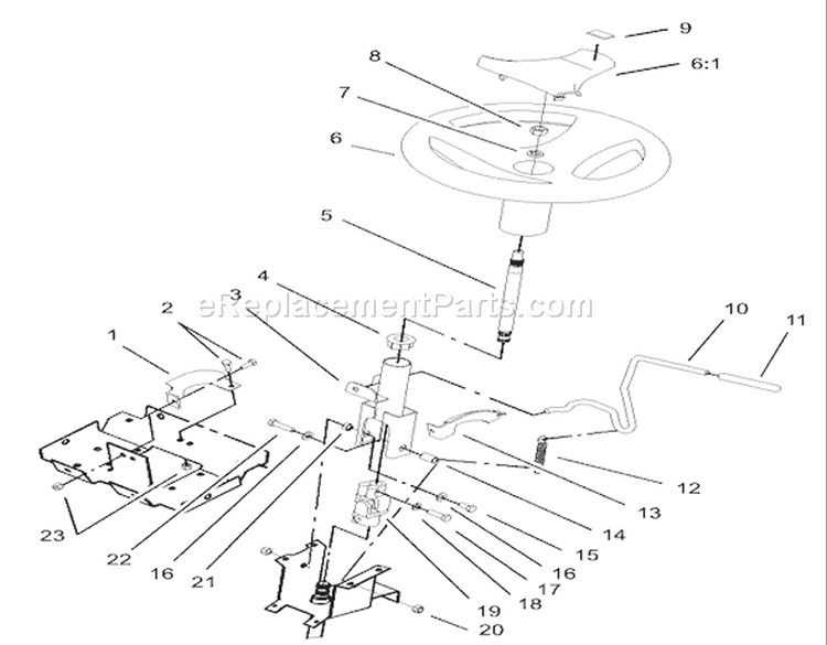 Steering Wheel and Tilt Assembly Diagram and Parts List for 72116 230000001-230999999 - 2003 Toro Lawn Tractor