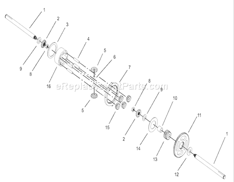 Differential Gear Assembly Diagram and Parts List for 72116 230000001-230999999 - 2003 Toro Lawn Tractor