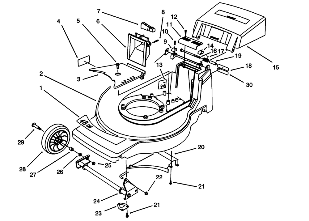 Housing Assembly Diagram and Parts List for 20912B 39000001 - 39999999 Toro Lawn Mower