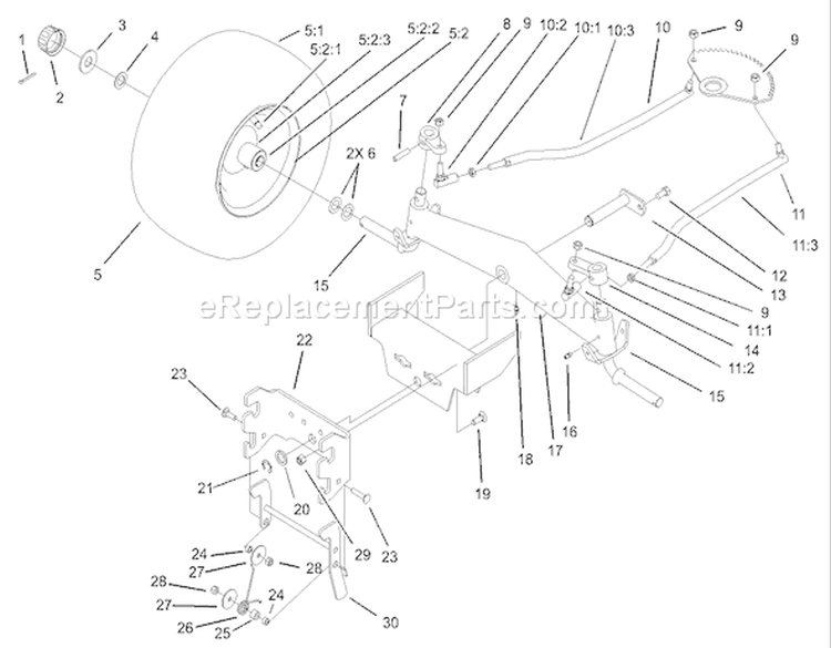 Front Axle and Front Hitch Assembly Diagram and Parts List for 72200 230000001-230999999 - 2003 Toro Lawn Tractor