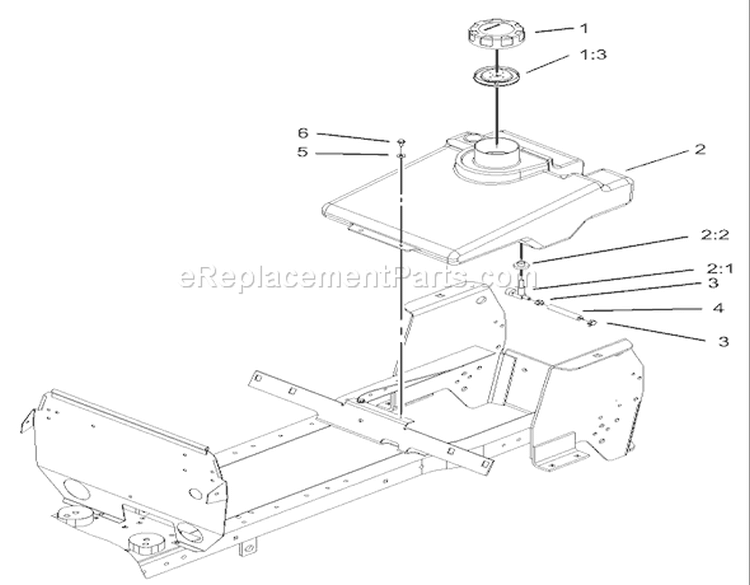 Fuel Tank Assembly Diagram and Parts List for 72200 230000001-230999999 - 2003 Toro Lawn Tractor