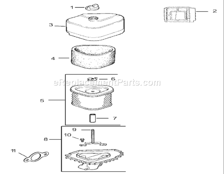 Air Intake/Filtration Assembly Diagram and Parts List for 72200 230000001-230999999 - 2003 Toro Lawn Tractor