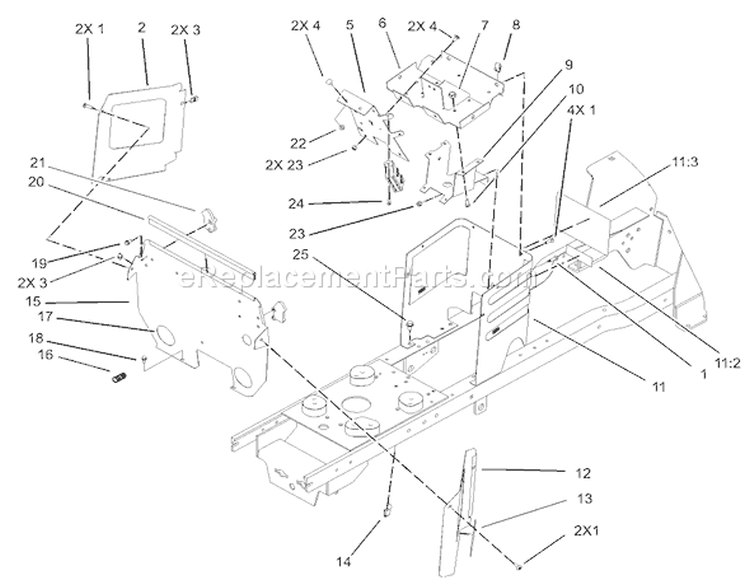 Hoodstand and Firewall Assembly Diagram and Parts List for 72200 230000001-230999999 - 2003 Toro Lawn Tractor