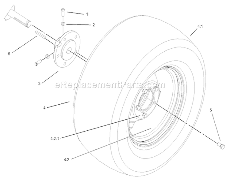 Rear Wheel Assembly Diagram and Parts List for 72200 230000001-230999999 - 2003 Toro Lawn Tractor