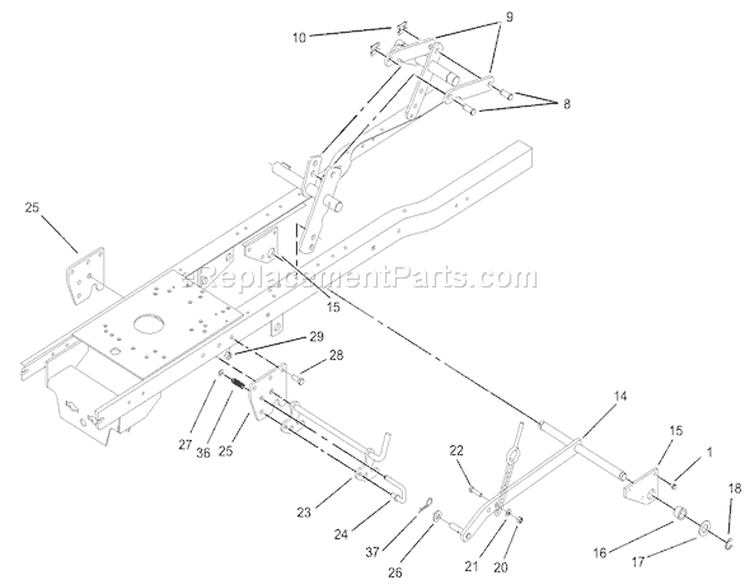 Electric Lift Assembly Diagram and Parts List for 72200 230000001-230999999 - 2003 Toro Lawn Tractor