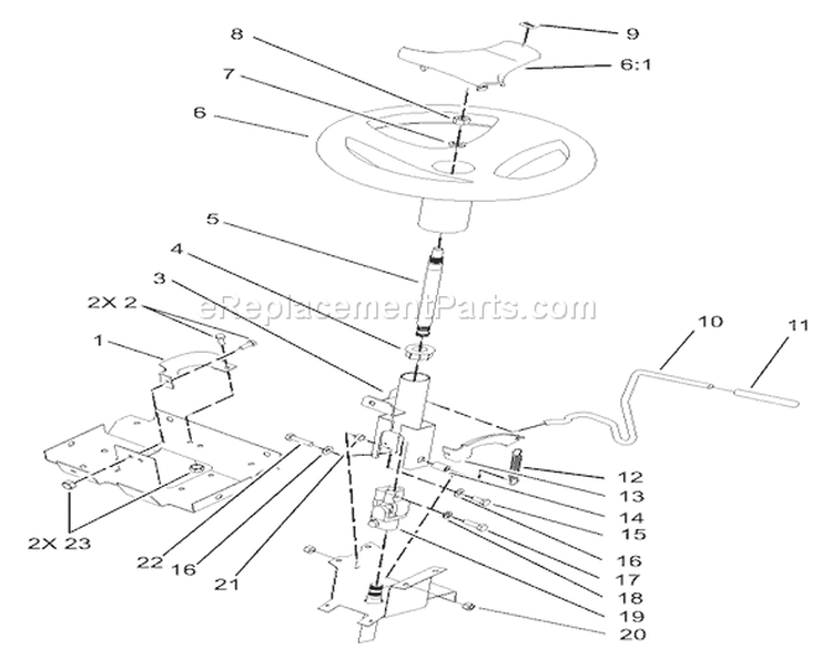 Steering Wheel and Tilt Assembly Diagram and Parts List for 72200 250000001-250999999 - 2005 Toro Lawn Tractor