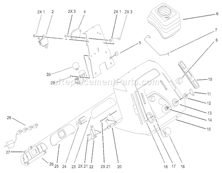 Dash Assembly Diagram and Parts List for 72200 250000001-250999999 - 2005 Toro Lawn Tractor