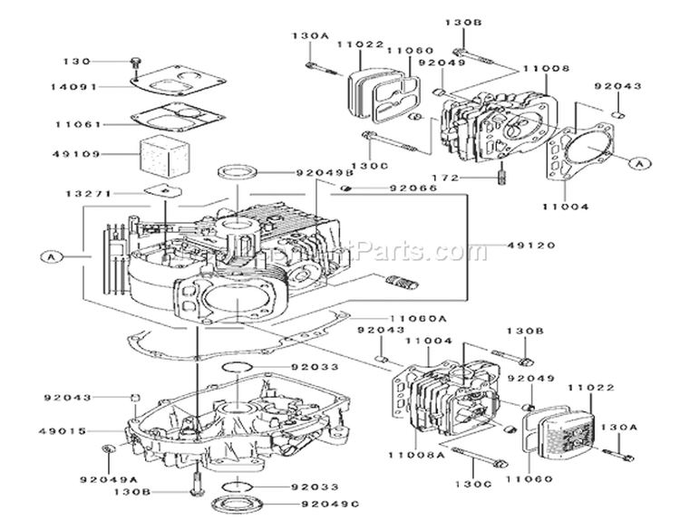 Cylinder/Crankcase Diagram and Parts List for 72201 230000001-230999999 - 2003 Toro Lawn Tractor