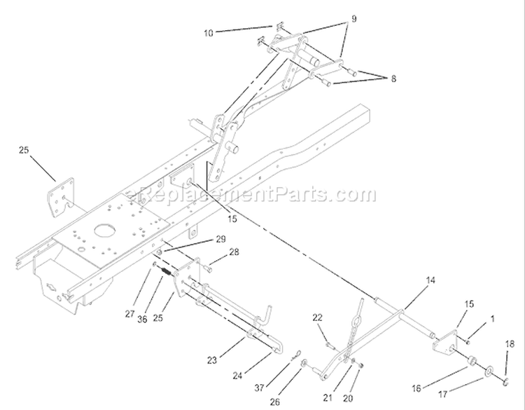 Electric Lift Assembly Diagram and Parts List for 72201 230000001-230999999 - 2003 Toro Lawn Tractor