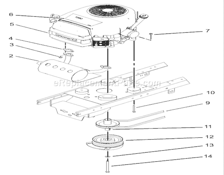 Engine and Muffler Assembly Diagram and Parts List for 72201 230000001-230999999 - 2003 Toro Lawn Tractor