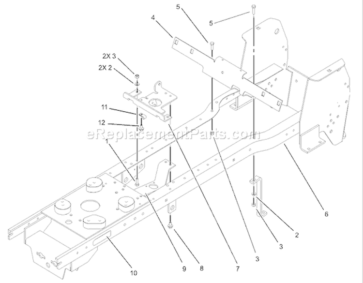 Frame Assembly Diagram and Parts List for 72201 230000001-230999999 - 2003 Toro Lawn Tractor