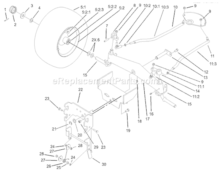 Front Axle and Front Hitch Assembly Diagram and Parts List for 72201 230000001-230999999 - 2003 Toro Lawn Tractor