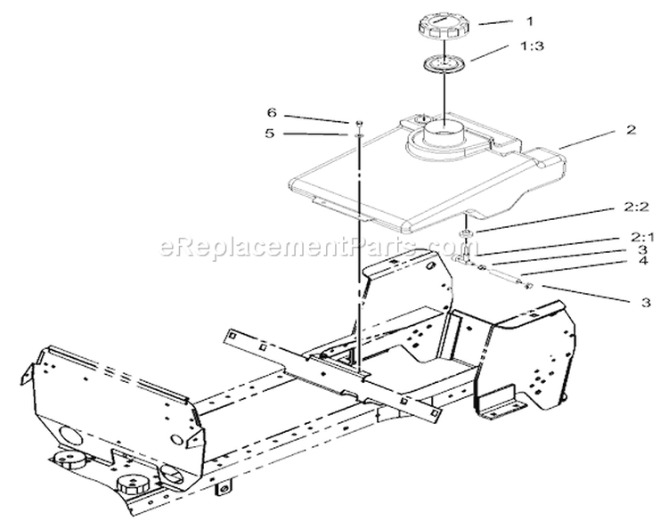 Fuel Tank Assembly Diagram and Parts List for 72201 230000001-230999999 - 2003 Toro Lawn Tractor