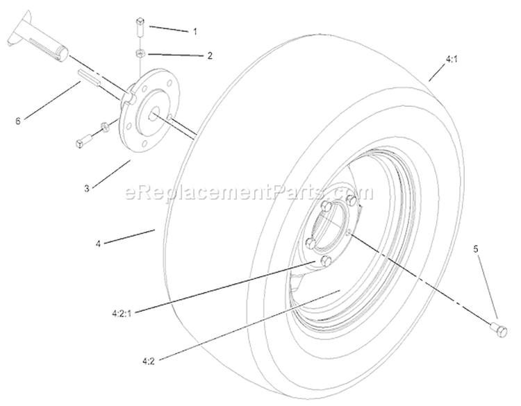 Rear Wheel Assembly Diagram and Parts List for 72201 230000001-230999999 - 2003 Toro Lawn Tractor