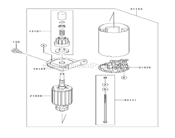 Starter Assembly Diagram and Parts List for 72201 230000001-230999999 - 2003 Toro Lawn Tractor