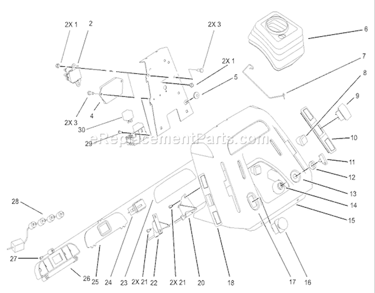 Dash Assembly Diagram and Parts List for 72201 230000001-230999999 - 2003 Toro Lawn Tractor