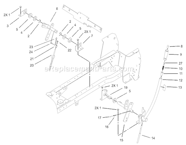 Manual Lift Lever Assembly Diagram and Parts List for 72201 230000001-230999999 - 2003 Toro Lawn Tractor