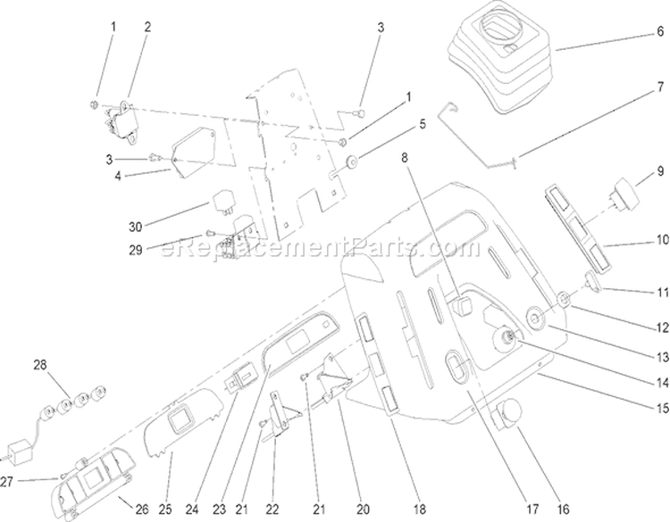Dash Assembly Diagram and Parts List for 72201 250000001-250999999 - 2005 Toro Lawn Tractor