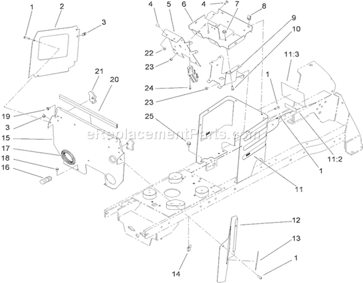 Hoodstand and Firewall Assembly Diagram and Parts List for 72202 230000001-230999999 - 2003 Toro Lawn Tractor