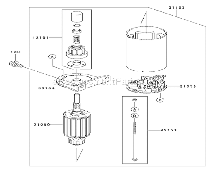 Starter Assembly Diagram and Parts List for 72202 230000001-230999999 - 2003 Toro Lawn Tractor