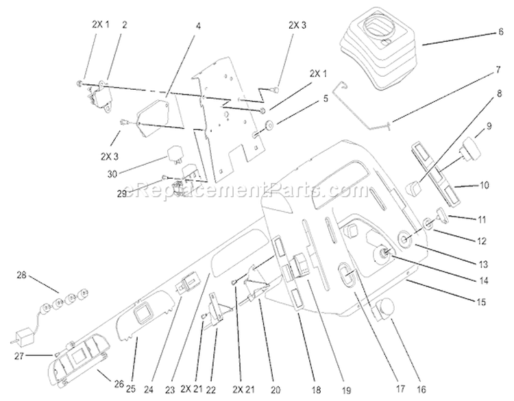 Dash Assembly Diagram and Parts List for 72202 240000001-240999999 - 2004 Toro Lawn Tractor