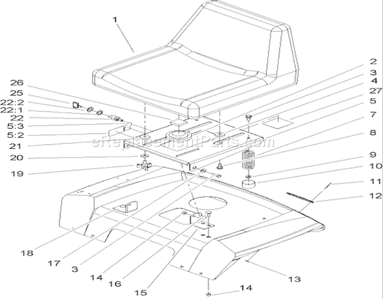 Seat Assembly Diagram and Parts List for 72211 240000001-240999999 - 2004 Toro Lawn Tractor