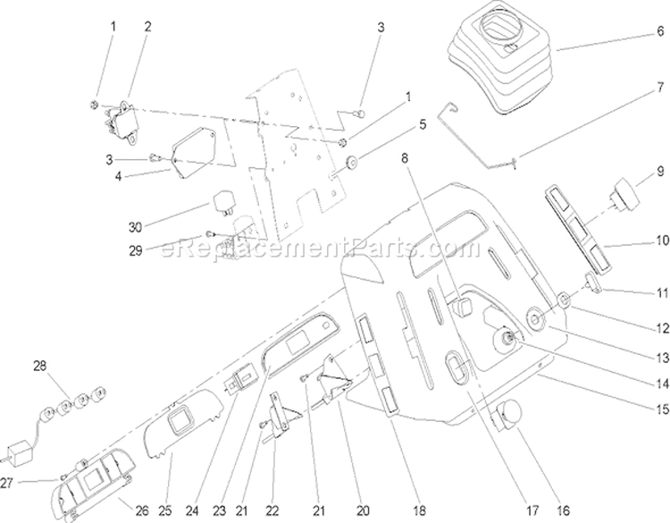 Dash Assembly Diagram and Parts List for 72211 260000001-260999999 - 2006 Toro Lawn Tractor