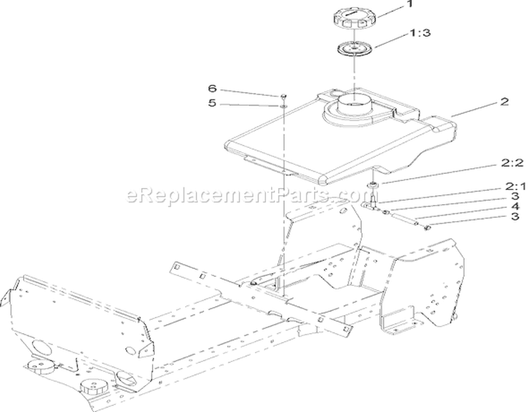 Fuel Tank Assembly Diagram and Parts List for 72211 260000001-260999999 - 2006 Toro Lawn Tractor