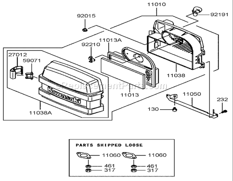 Air Filter/Muffler Assembly Diagram and Parts List for 72202 240000001-240999999 - 2004 Toro Lawn Tractor