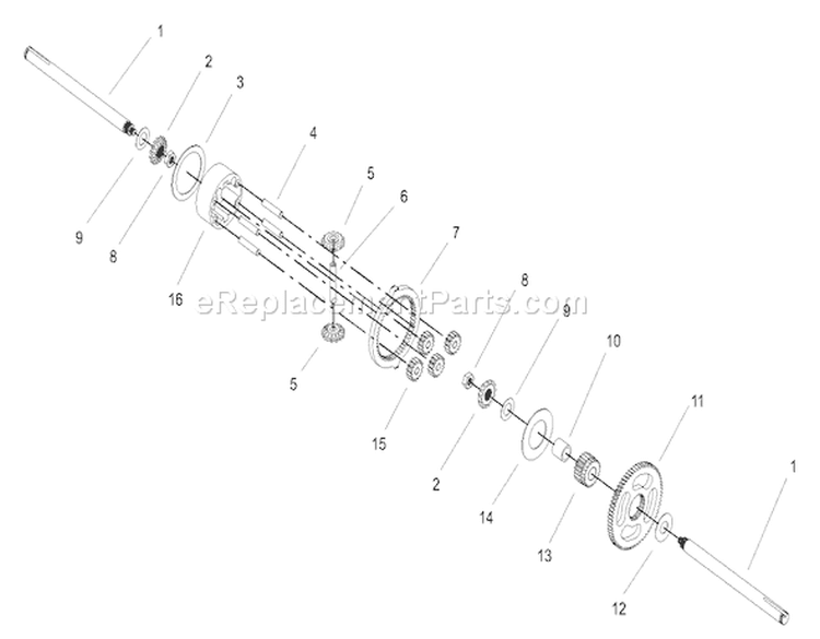 Differential Gear Assembly Diagram and Parts List for 72201 230000001-230999999 - 2003 Toro Lawn Tractor