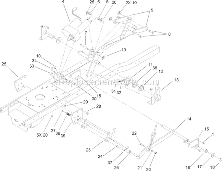 Electric Lift Assembly Diagram and Parts List for 72202 240000001-240999999 - 2004 Toro Lawn Tractor