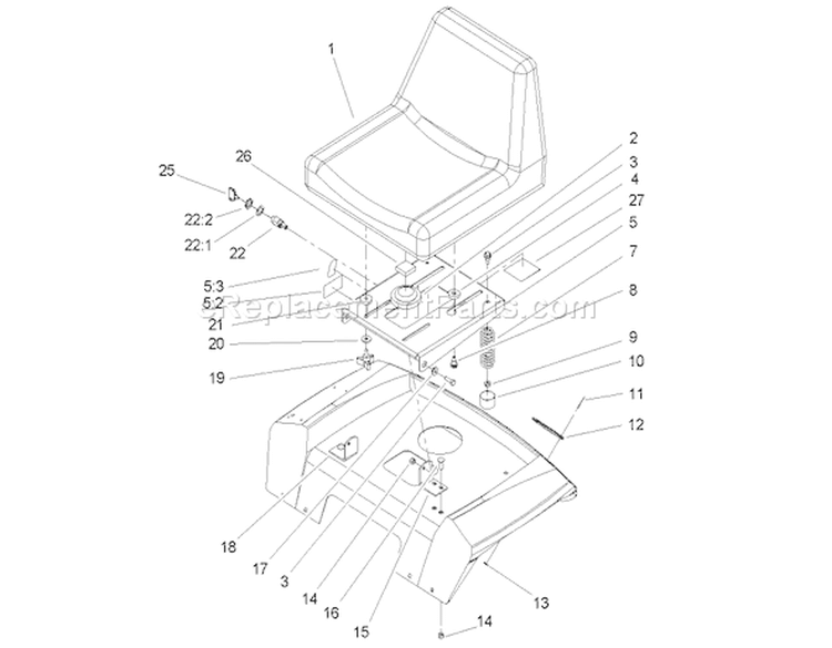 Seat Assembly Diagram and Parts List for 72212 240000001-240999999 - 2004 Toro Lawn Tractor