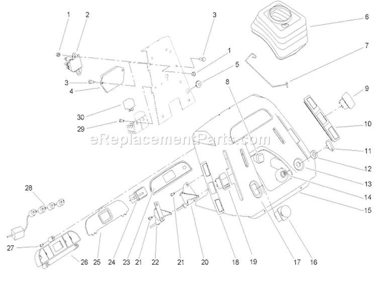 Dash Assembly Diagram and Parts List for 72212 250000001-250999999 - 2005 Toro Lawn Tractor