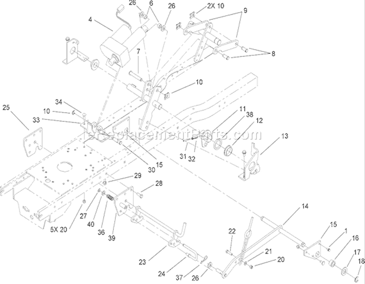 Electric Lift Assembly Diagram and Parts List for 72212 250000001-250999999 - 2005 Toro Lawn Tractor