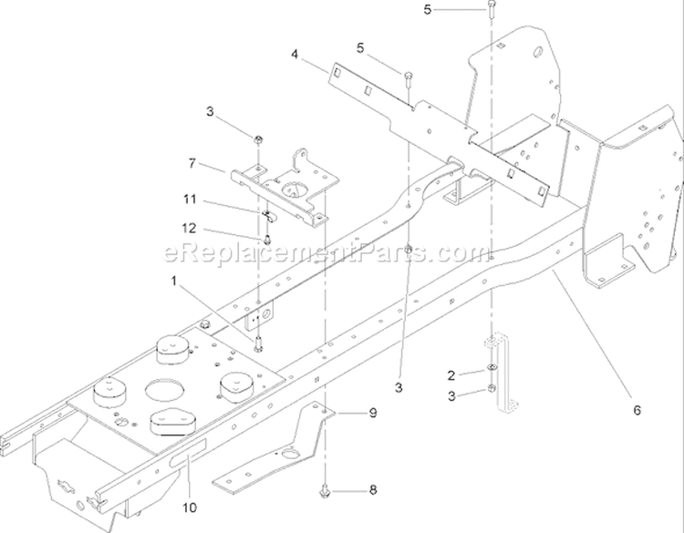 Frame Assembly Diagram and Parts List for 72212 250000001-250999999 - 2005 Toro Lawn Tractor
