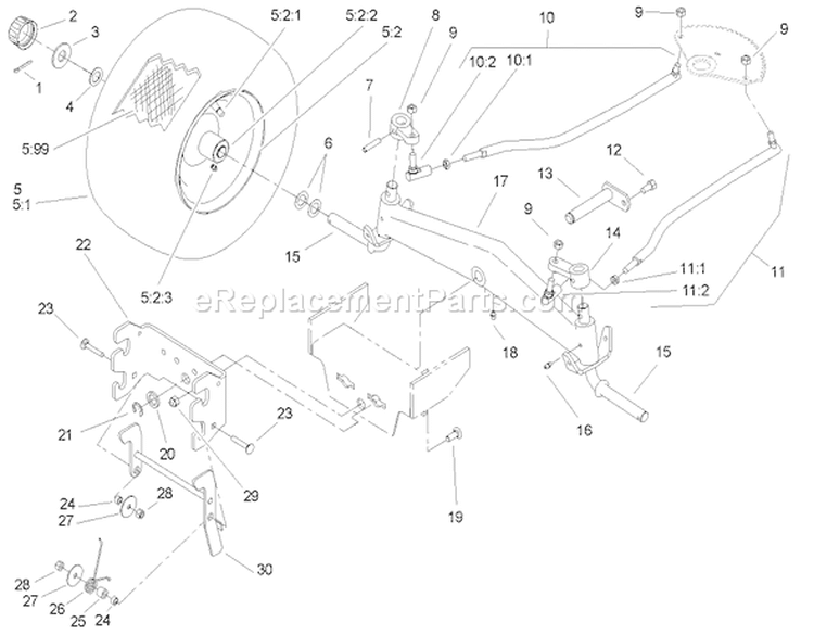 Front Axle and Hitch Assembly Diagram and Parts List for 72212 250000001-250999999 - 2005 Toro Lawn Tractor