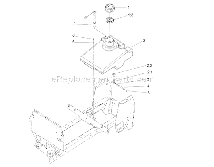 Fuel Tank Assembly Diagram and Parts List for 72212 250000001-250999999 - 2005 Toro Lawn Tractor