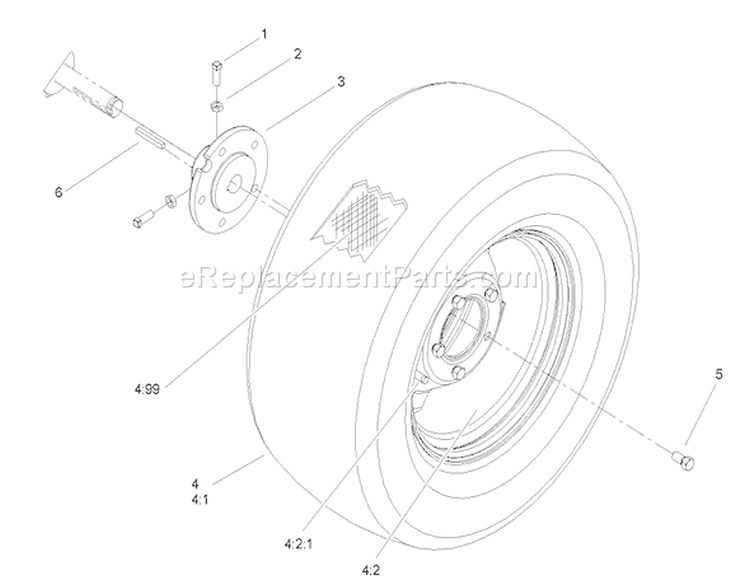 Rear Wheel Assembly Diagram and Parts List for 72212 250000001-250999999 - 2005 Toro Lawn Tractor