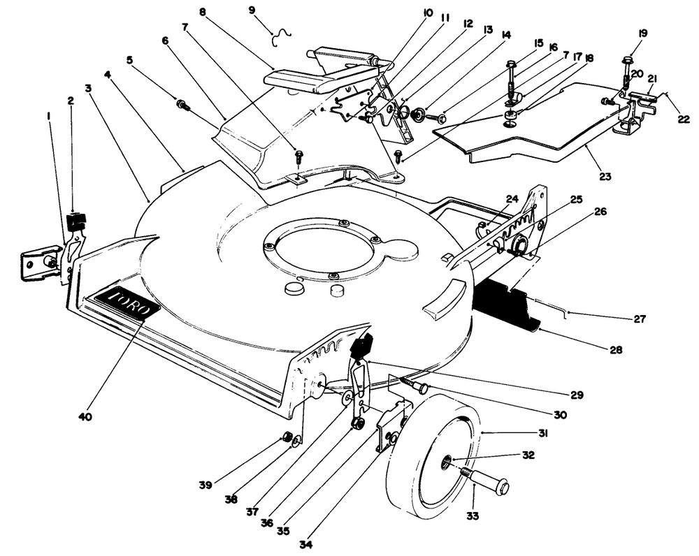 Housing Assembly (Continued)(Serial No. 9000101-9003507) Diagram and Parts List for 20671 9000001 - 9999999 Toro Lawn Mower