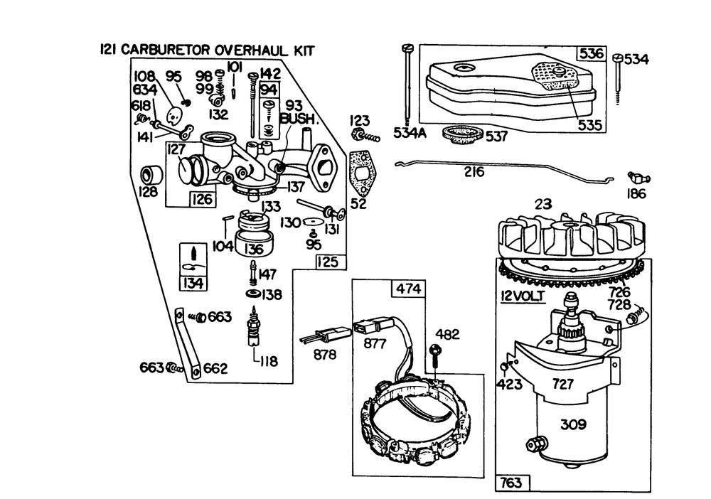 Briggs & Stratton Model 191707-5641-01 (Model 57300) Diagram and Parts List for 57360 0000001 - 0999999 Toro Lawn Tractor