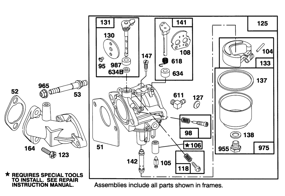 Engine Briggs & Stratton Model 283707-0156-01 Diagram and Parts List for 71182 4900001 - 4999999 Toro Lawn Tractor